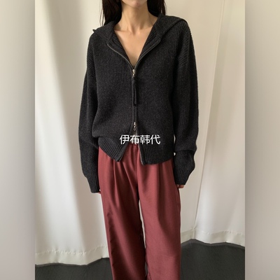 纯色拉链休闲简约毛衣针织开衫
