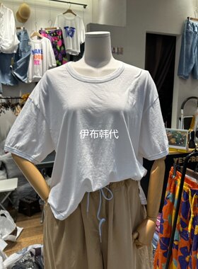 圆领休闲开叉后背笑脸短袖T恤