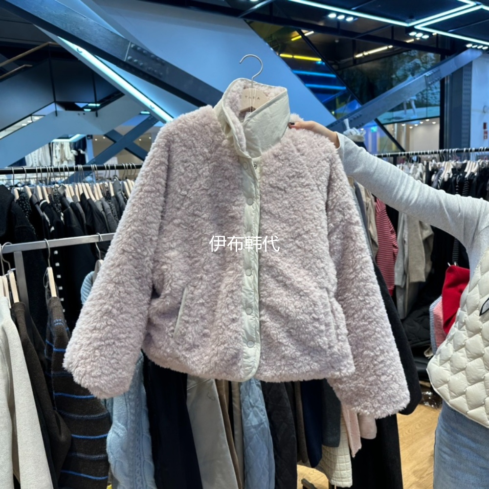 TARA韩国东大门正品代购冬 立领仿羊羔毛绒爱心双面两穿保暖外套