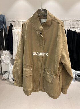 立领宽松休闲抽绳风衣外套