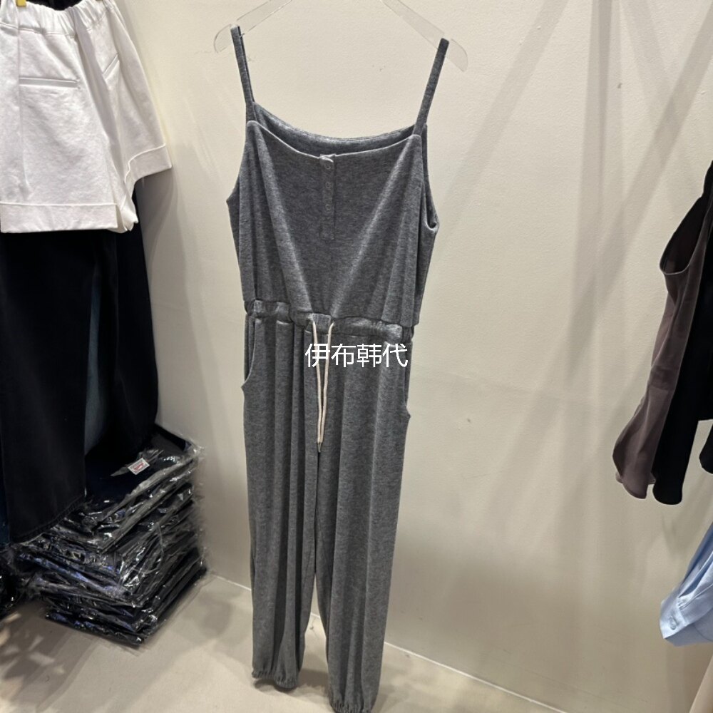 OUTFIT韩国东大门代购26春款 纽扣棉质休闲抽绳吊带连体裤连衣裤