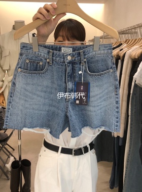 PHILO韩国东大门正品代购26夏款 磨白毛边做旧休闲牛仔裤短裤女