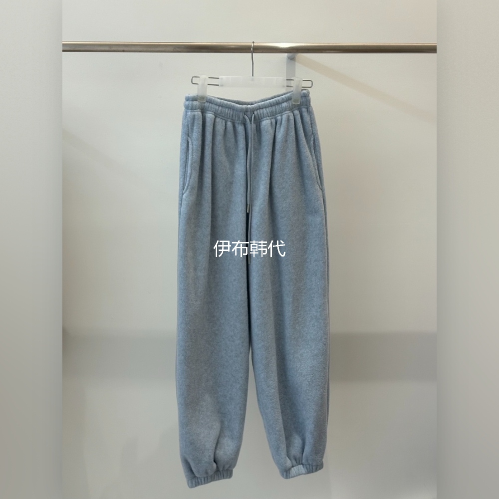 松紧腰抽绳摇粒绒束脚休闲卫裤