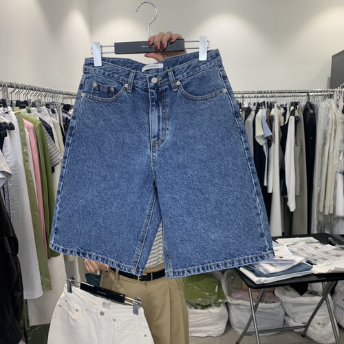 纯色休闲牛仔裤短裤中裤