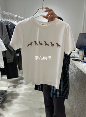 NEROLI 36韩国东大门正品代购26春 圆领休闲卡通小狗棉质短袖T恤