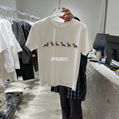 圆领休闲卡通小狗棉质短袖T恤