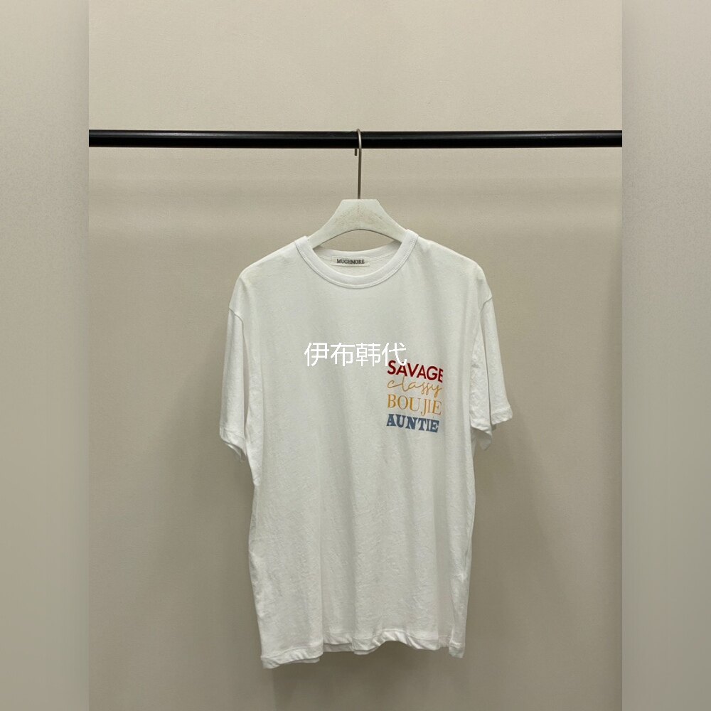 MUCH MORE/JACKPOT韩国东大门代购26夏 圆领休闲字母口袋短袖T恤