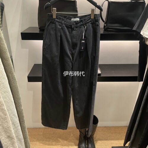 纯色休闲深色直筒裤牛仔裤