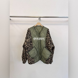 V领波浪花纹豹纹拼接棉衣棉服外套 25秋款 FORM韩国东大门正品 代购