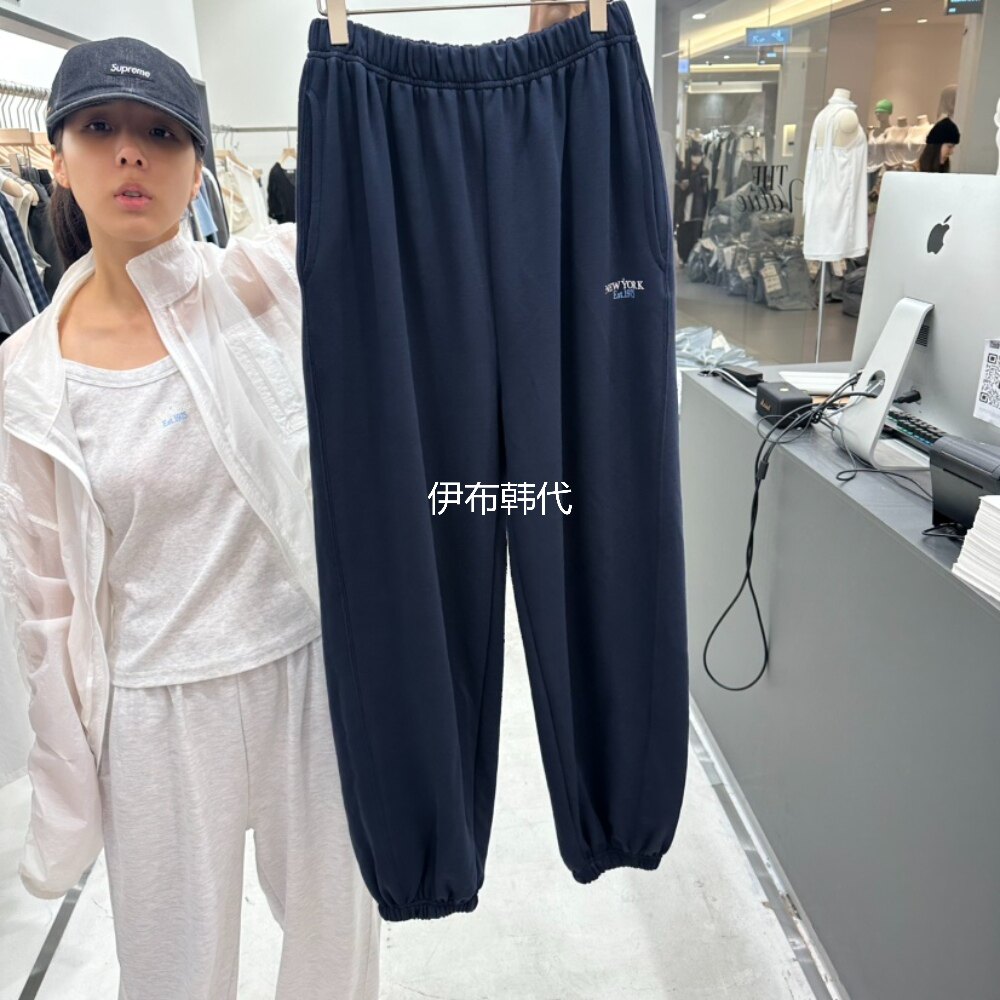THE VALUE韩国东大门正品代购26夏款 松紧腰字母休闲束脚卫裤女