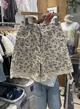 MARI CO韩国东大门正品代购26夏款 碎花飞边花边休闲时尚短裤