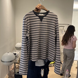长袖 AGO伊布 T恤 圆领休闲简约条纹时尚 26春款 韩国东大门正品 代购