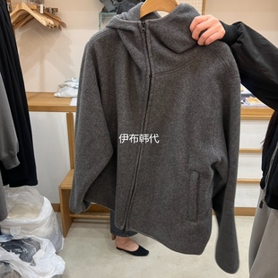 ARCHITEKT韩国东大门正品代购25冬款 连帽拉链毛呢摇粒绒宽松外套