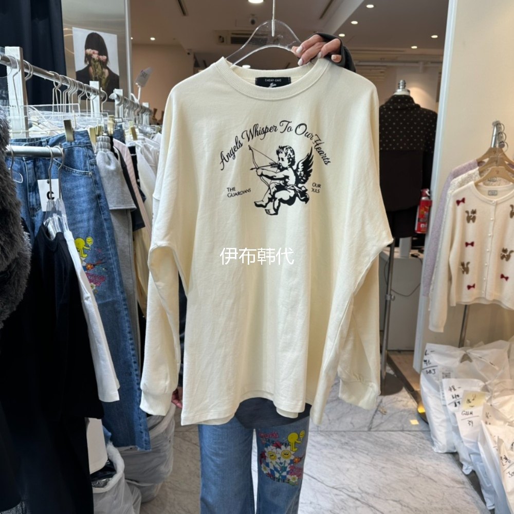 CHEAP-CHIC韩国东大门正品代购26春款 圆领棉质卡通天使长袖T恤女,女装/女士精品,T恤,淘宝优惠券,粉丝福利购,淘宝优惠卷