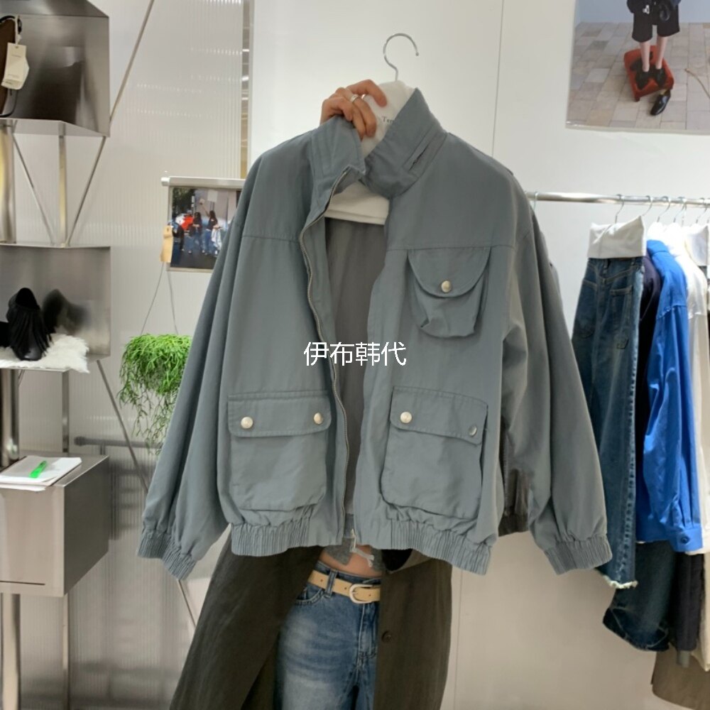 TEMPTING韩国东大门正品代购26秋 立领多口袋休闲工装短外套夹克