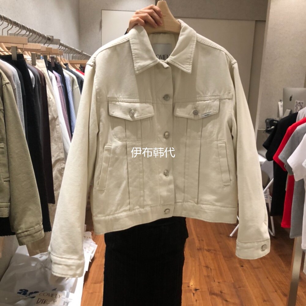 COMELY韩国东大门正品代购26春款 翻领休闲纯色牛仔外套夹克