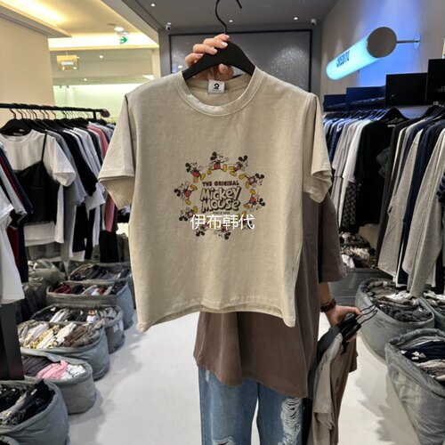 圆领卡通圆圈老鼠短袖T恤女