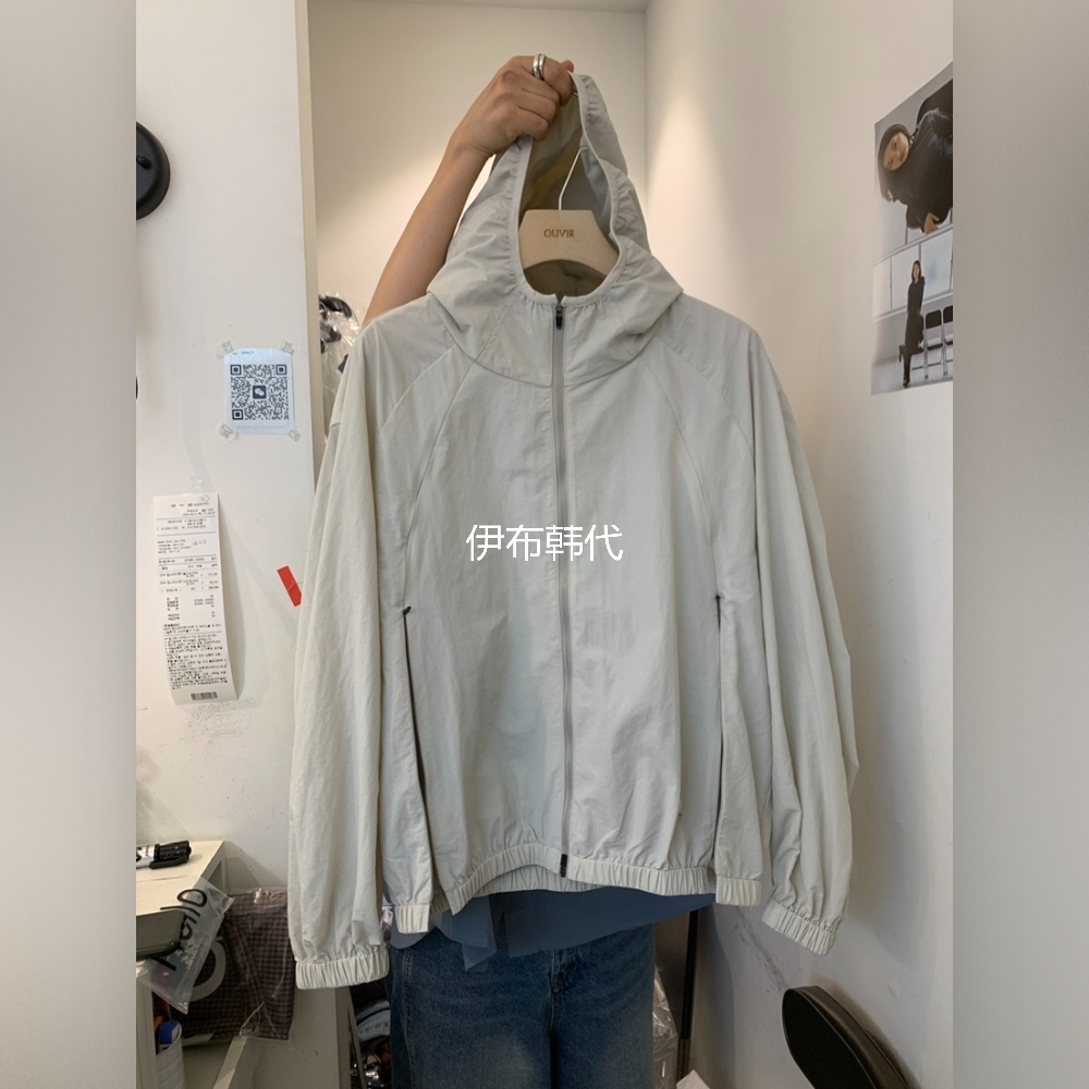 连帽纯色拉链休闲短外套夹克女