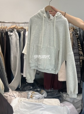 TAFFETA韩国东大门正品代购冬款 纯色连帽拉链抽绳加绒卫衣外套