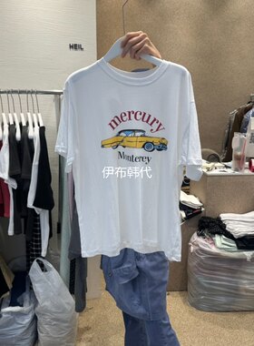夏款圆领卡通汽车棉质短袖T恤女
