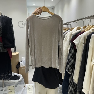 代购 打底衫 冬款 长袖 T恤女 纯色丝绒基础款 EN.U韩国东大门正品