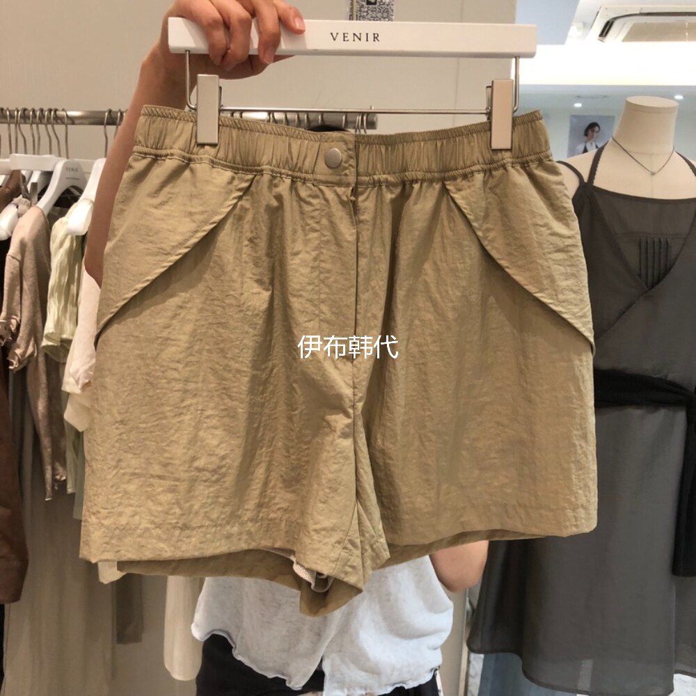 VENIR韩国东大门正品代购26夏款 松紧腰纯色休闲口袋时尚短裤女