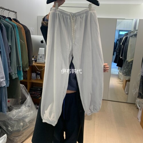 秋冬抽绳纯色摇粒绒宽松卫裤
