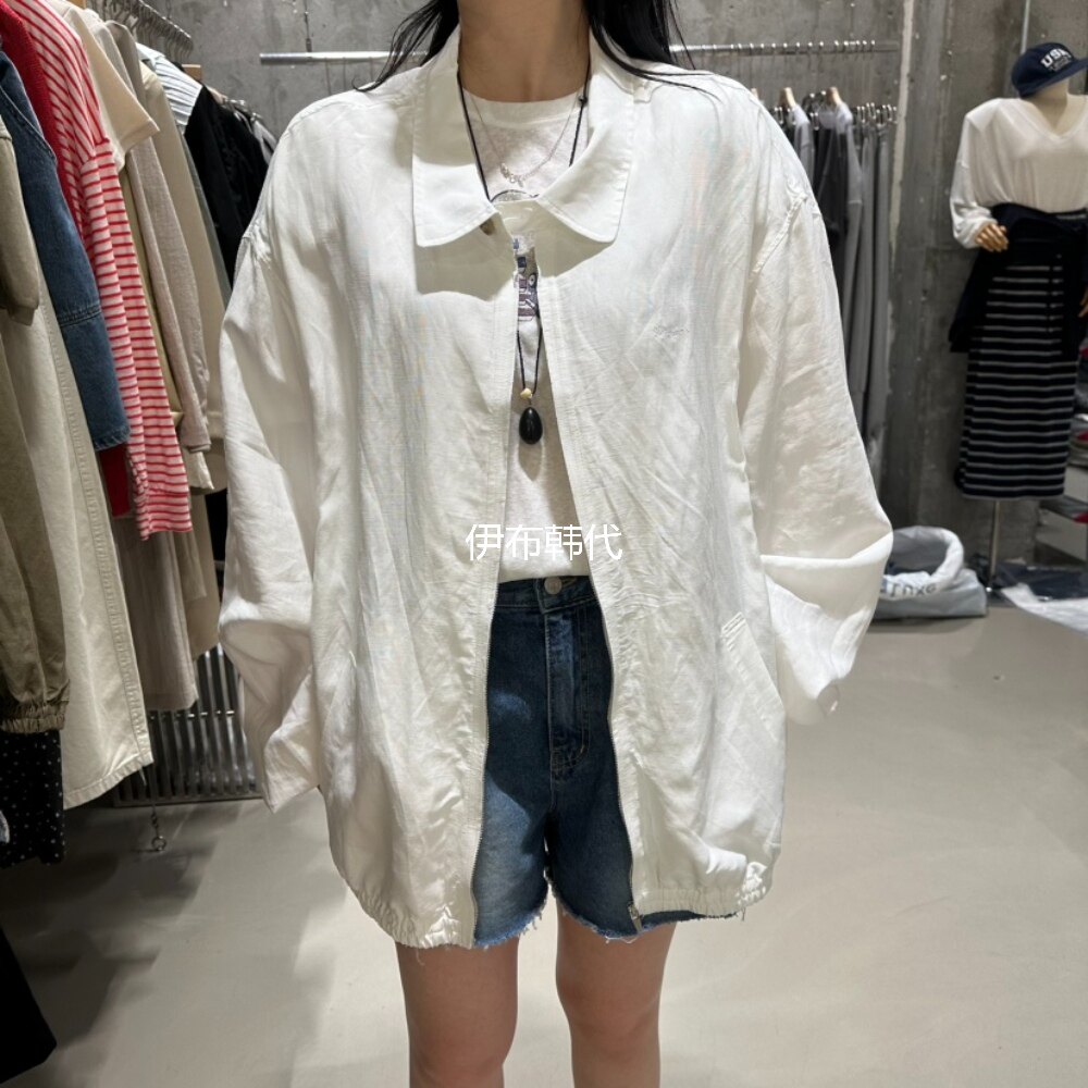 JUNI韩国东大门正品代购26夏款 翻领休闲纯色宽松夹克外套女