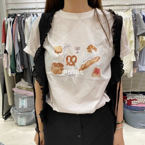 夏款圆领面包棉质短袖T恤女