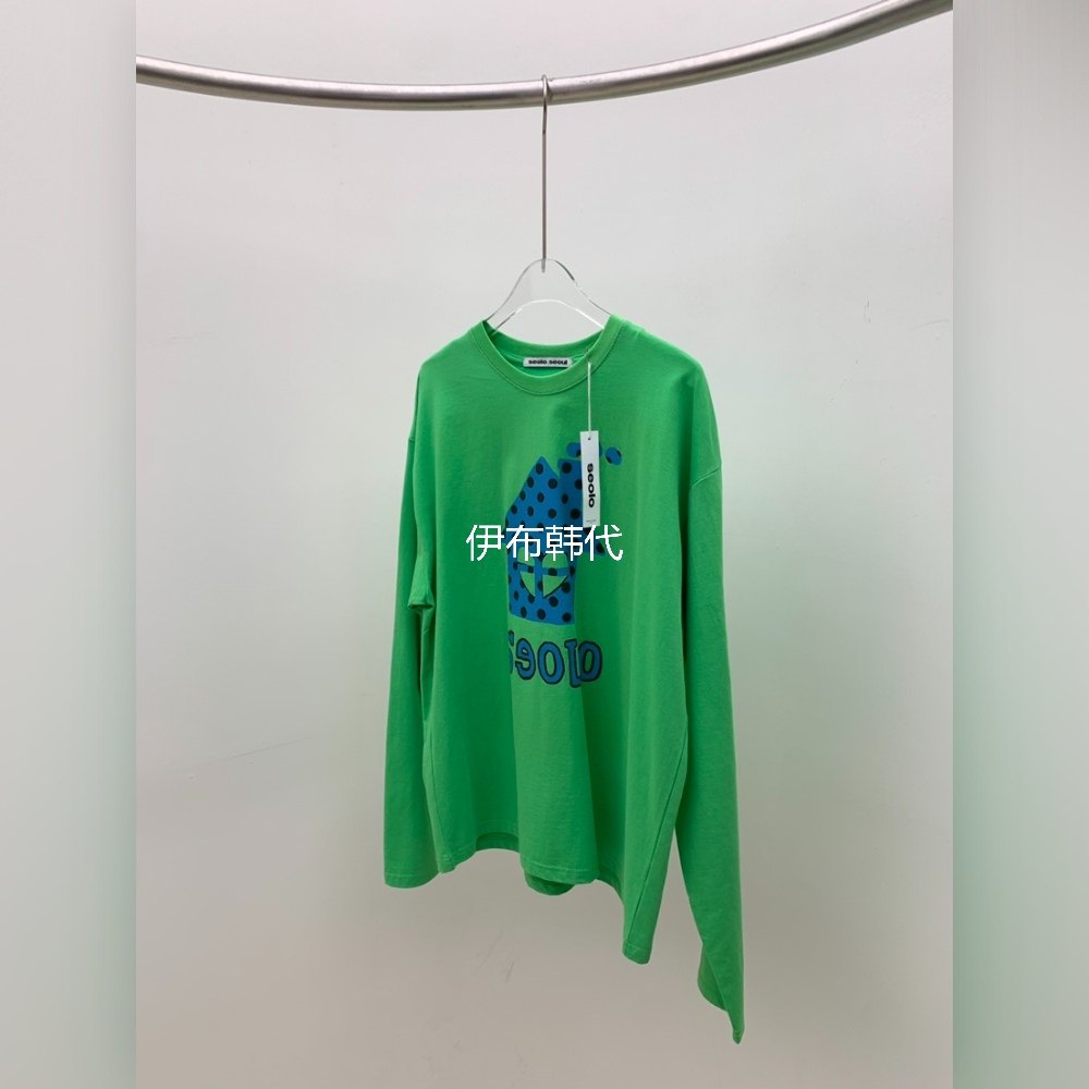 SEOLO韩国东大门正品代购26春款 圆领休闲波点房子休闲长袖T恤,女装/女士精品,T恤,淘宝优惠券,粉丝福利购,淘宝优惠卷