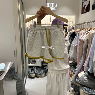 BERTHA韩国东大门正品代购26春款 松紧腰彩色抽绳棉质休闲短裤