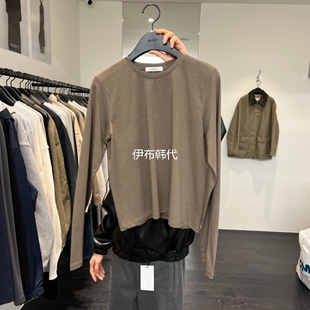 OBJECT韩国东大门正品代购26春款 圆领纯色基础款长袖打底衫T恤