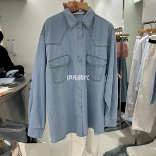 REPELLER韩国东大正品 26春款 翻领休闲口袋浅色牛仔衬衫 代购