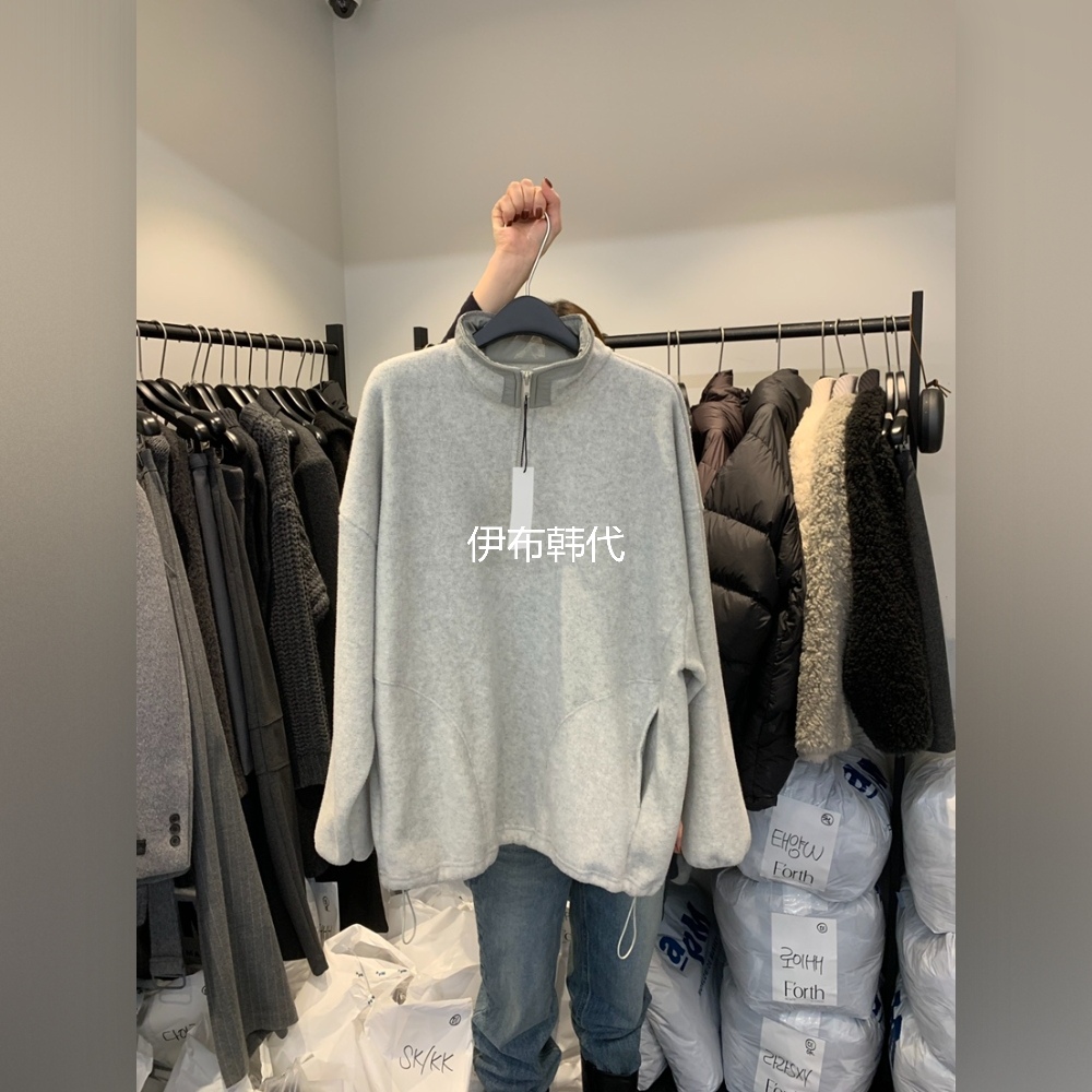 立领拉链摇粒绒休闲卫衣外套