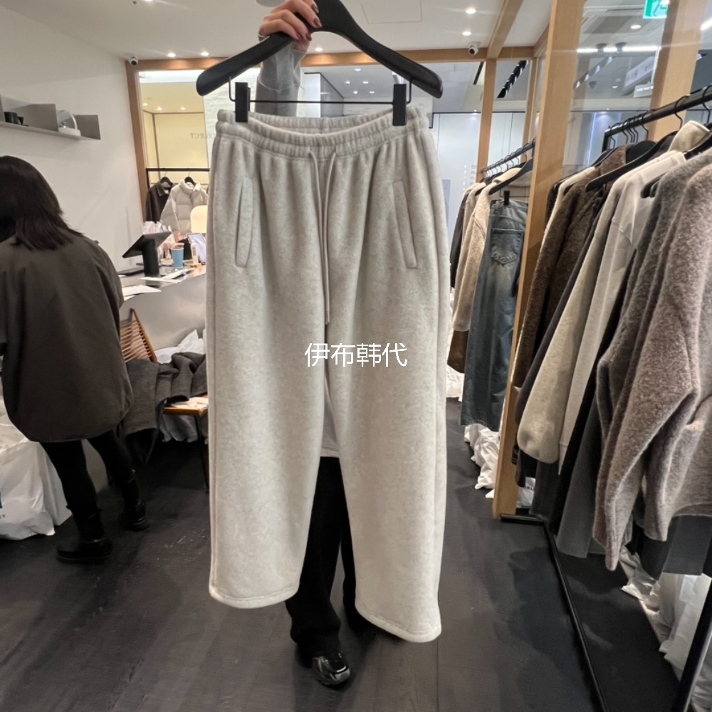 松紧腰纯色休闲摇粒绒磨毛卫裤