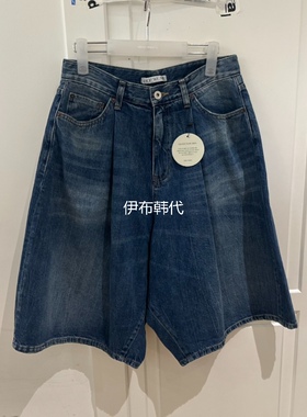 WE ARE/WELOVER韩国东大门代购26夏 做旧褶皱宽松牛仔短裤中裤