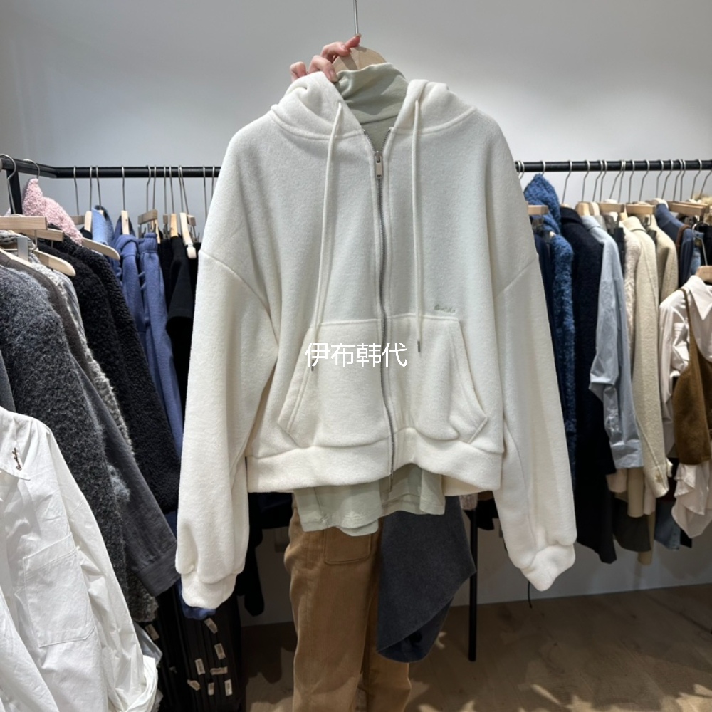 连帽摇粒绒拉链加绒卫衣外套