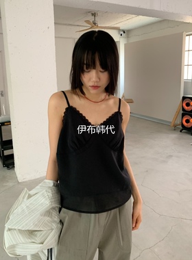 BAKING POWDER韩国东大门正品代购26春款 纯色休闲蕾丝边吊带背心