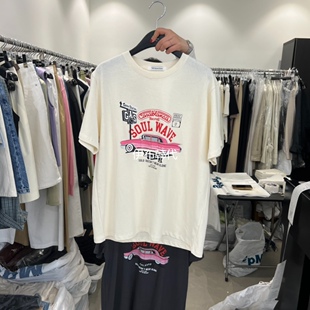 THE SECOND GROW韩国东大门代购26夏款 圆领休闲字母汽车短袖T恤