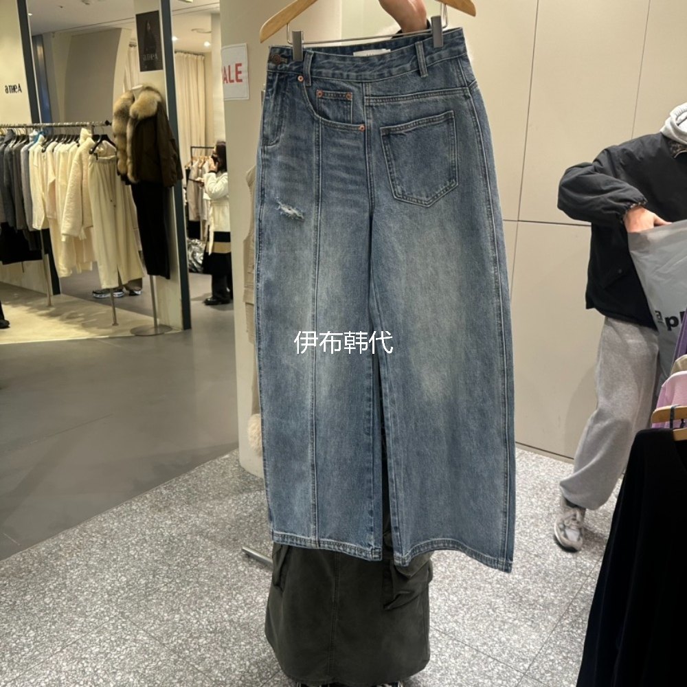 SOF韩国东大门正品代购26春 磨白做旧水洗破洞不规则不对称牛仔裤,女装/女士精品,牛仔裤,淘宝优惠券,粉丝福利购,淘宝优惠卷