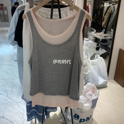 圆领休闲棉质层叠假两件背心