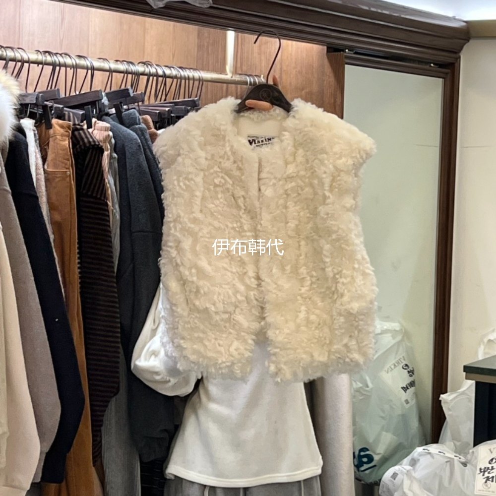 圆领休闲仿羊羔毛绒毛圈马夹坎肩