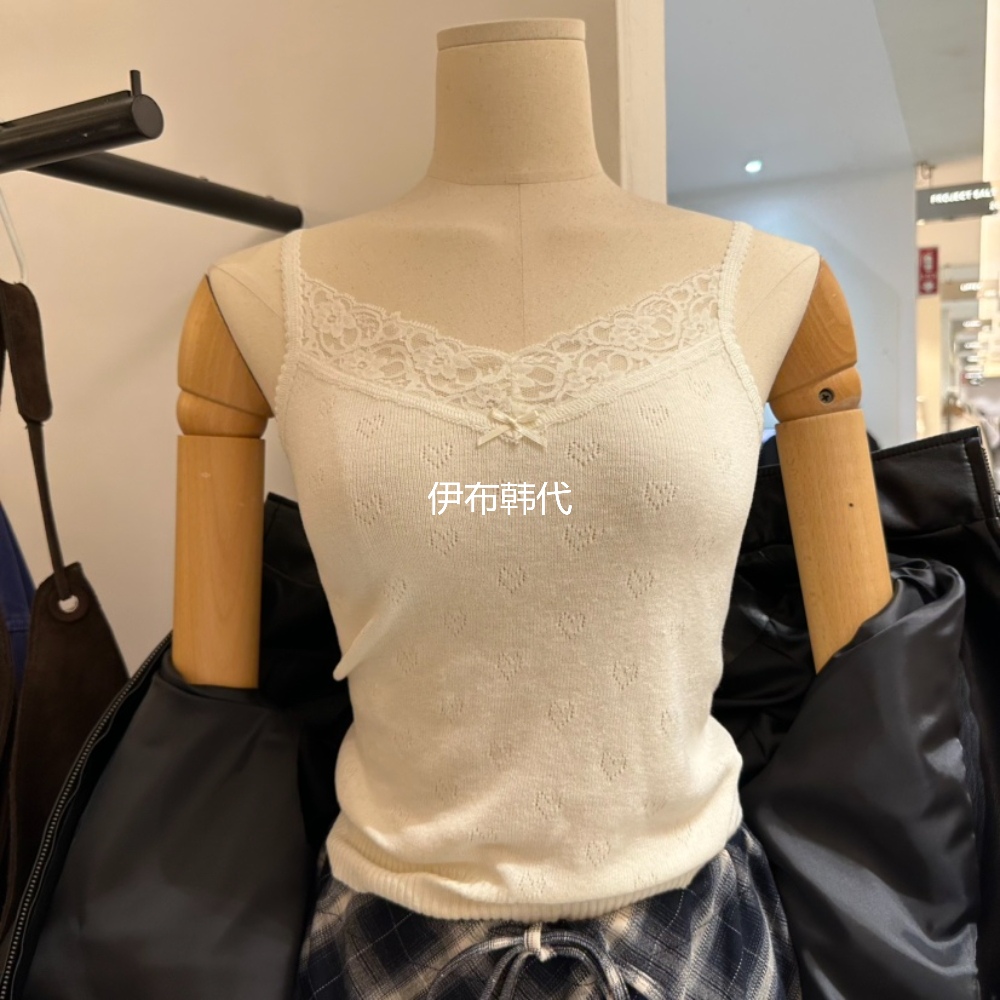 蕾丝飞边修身时尚打底吊带背心