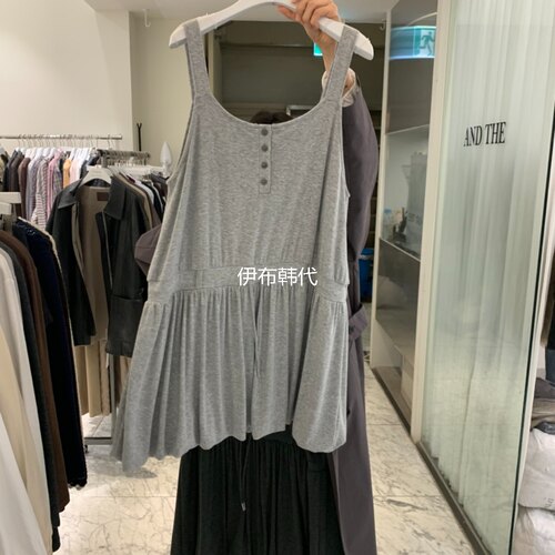 圆领休闲纽扣背心裙连衣裙女