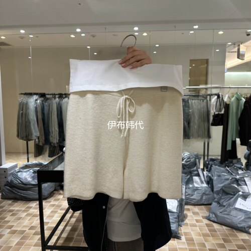 抽绳纯色休闲毛针织裤短裤