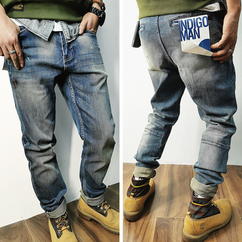 2020美式复古休闲裤水洗做旧磨破