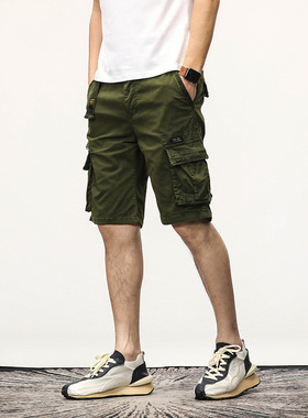 12238 夏季美式复古青年男士阿美咔叽水洗棉工装休闲短裤热裤