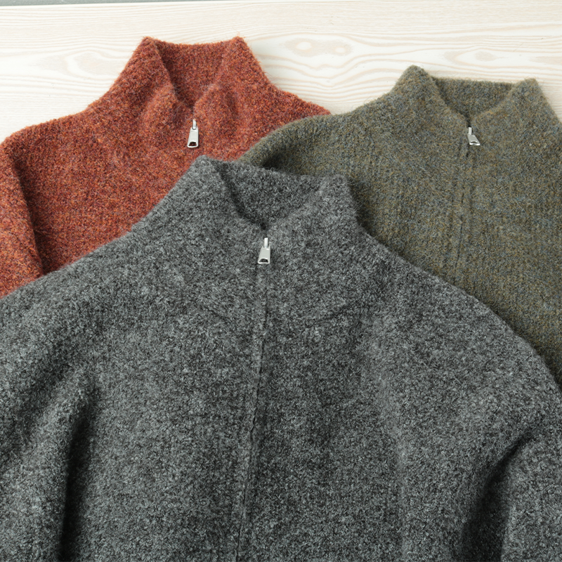 2026秋冬高级感韩版立领双开拉链针织衫花纱保暖毛衣羊毛开衫外套,男装,针织衫/毛衣,淘宝优惠券,粉丝福利购,淘宝优惠卷