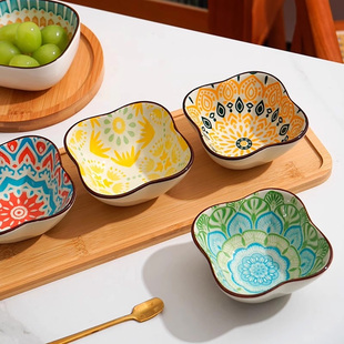 方碟吐骨碟陶瓷家用味碟调料酱料火锅蘸料碗小吃碟45寸日式小菜盘
