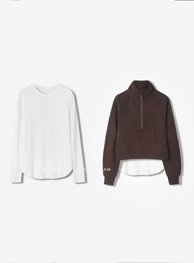 内搭T恤 Scubaの超级CP！打底衫圆弧下摆弹力100%丝光棉秋冬季女